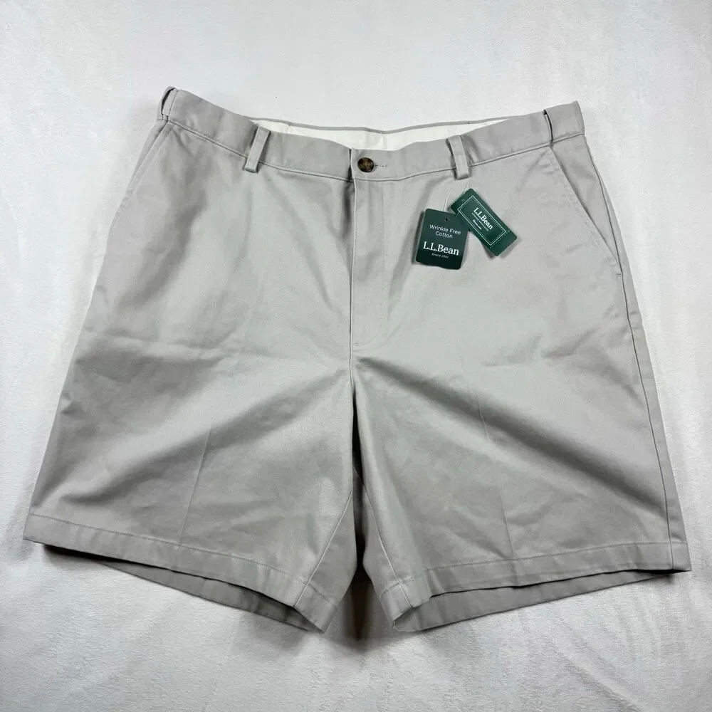 LL Bean Men 38 Wrinkle-Free Double L Chino Shorts Hidden Comfort Waist, 8